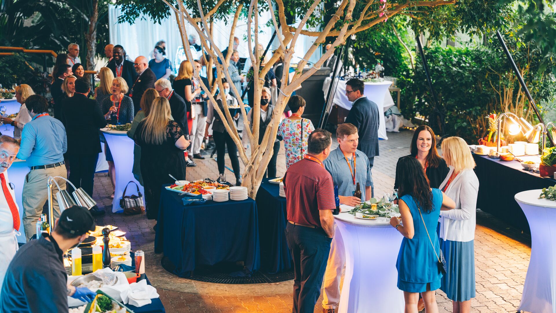 Attendees network at an event